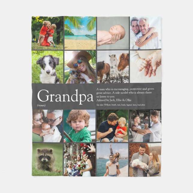 Couverture Polaire Grand-père Grand-père Définition Grandé Photo (Devant)