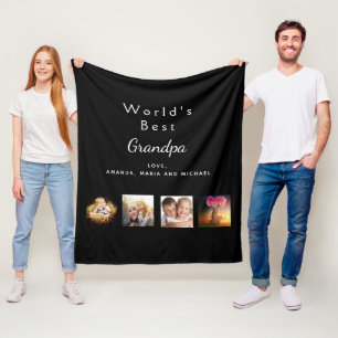 Couverture Polaire Grand-père noir famille photo collage