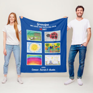 Couverture Polaire Grand-père Nous Vous Aimons, Petits-Enfants Dessin