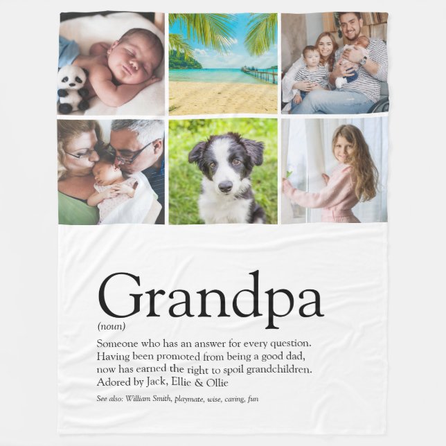 Couverture Polaire Grand-père Papa Papa Définition Photos Collage (Devant)