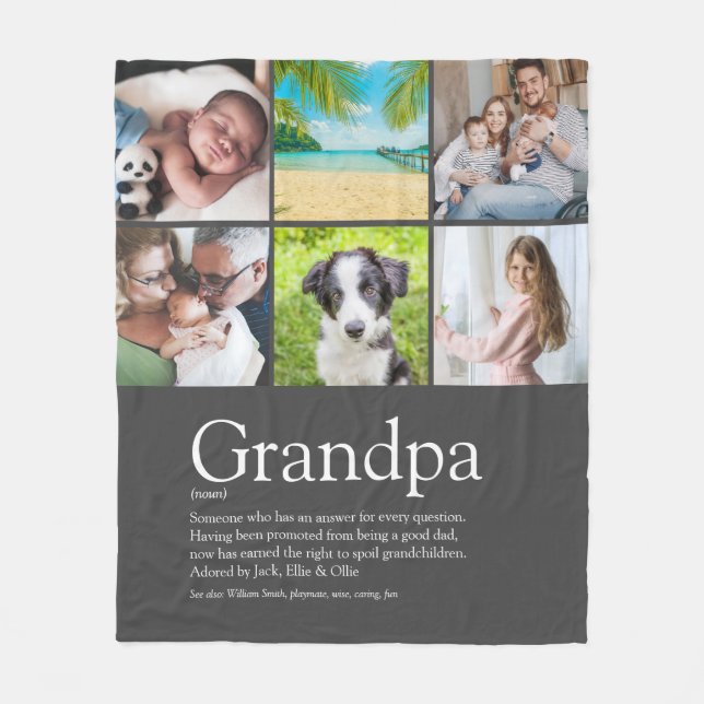 Couverture Polaire Grand-père Papa Papa Papa Définition 6 Photo Grey (Devant)