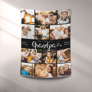 Couverture Polaire Grand-père We Love you Hearts Modern Photo Collag