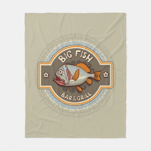 Couverture Polaire Grande affiche de bar et grill de poissons (Devant)