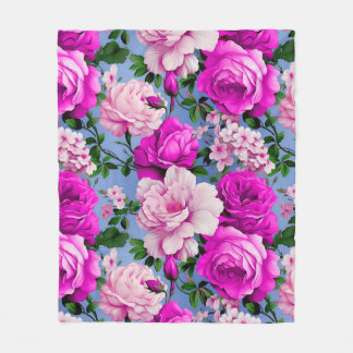 Couverture Polaire Grande fleur de rose violette rétro