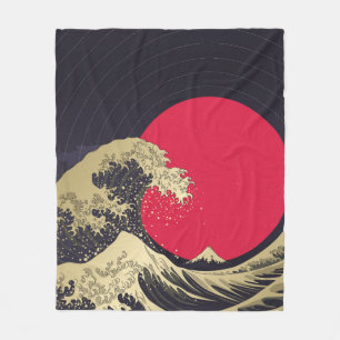 Couverture Polaire "Grande vague de kanagawa". Hokusai, vague japonai