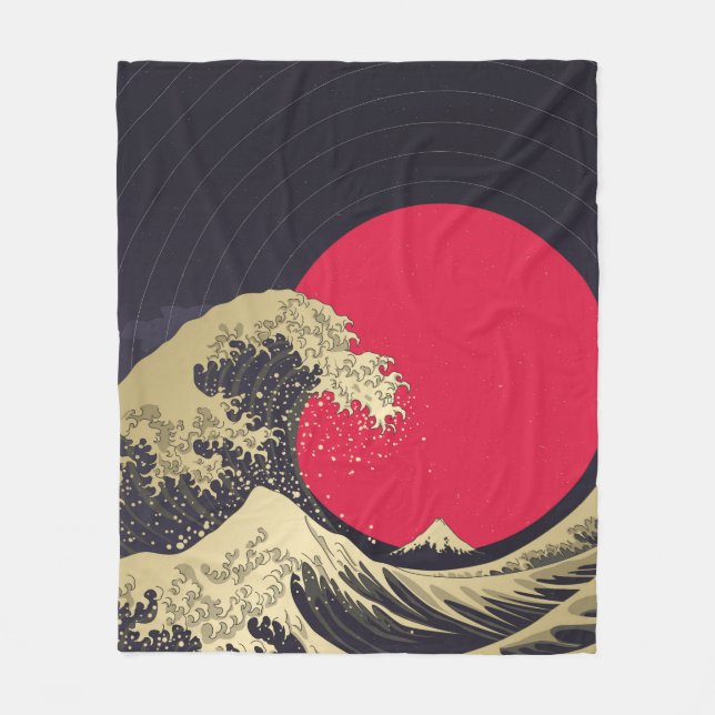 Couverture Polaire "Grande vague de kanagawa". Hokusai, vague japonai (Devant)