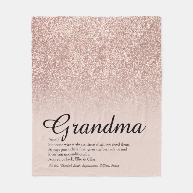 Couverture Polaire Grandma Définition Script Rose Parties scintillant (Devant)