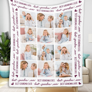 Couverture Polaire GRANDMA élégant Personnalisé 12 Photo Collage