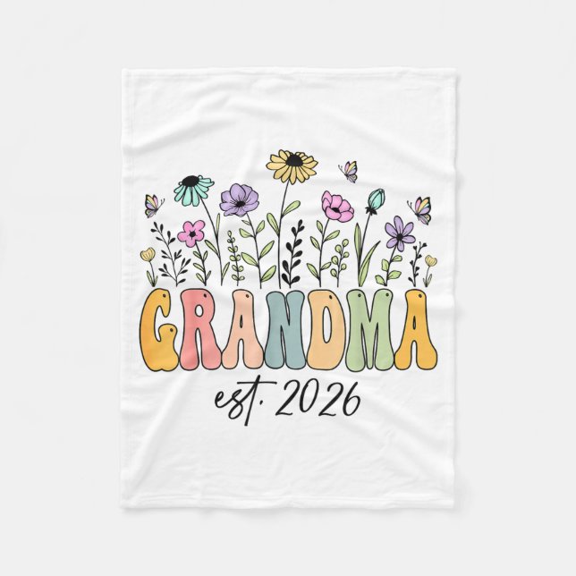 Couverture Polaire Grandma Est. 2026 Wildflower Promoted To Grandma  (Devant)