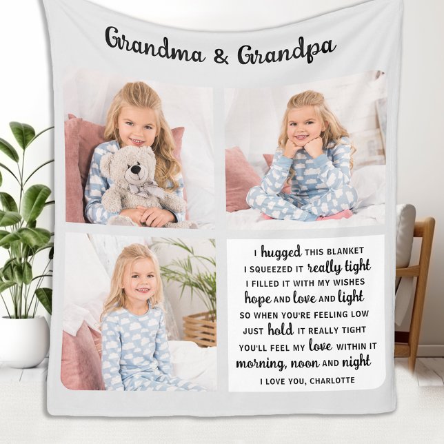 Couverture Polaire Grandma grand-père Poème moderne personnalisé 3 ph (Créateur téléchargé)