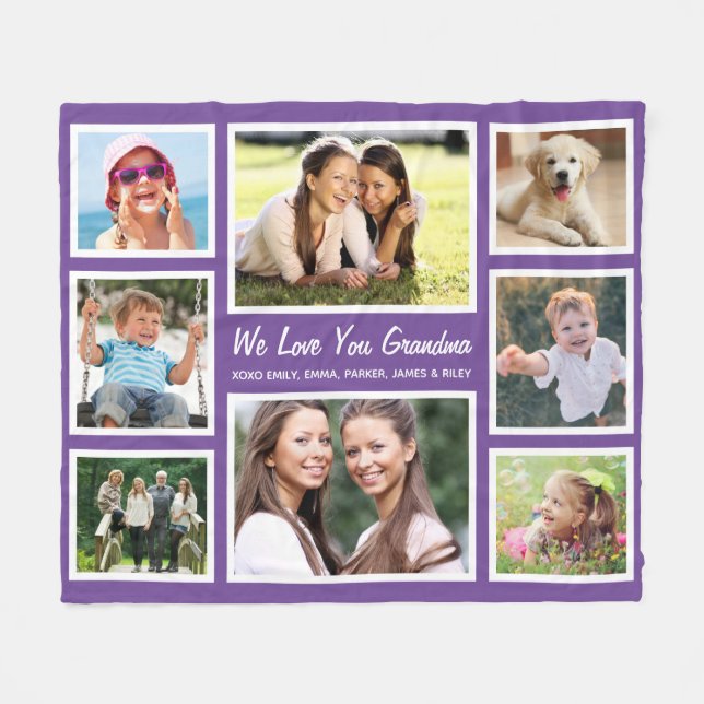 Couverture Polaire Grandma Love You 8 Photo Violet (Devant (Horizontal))