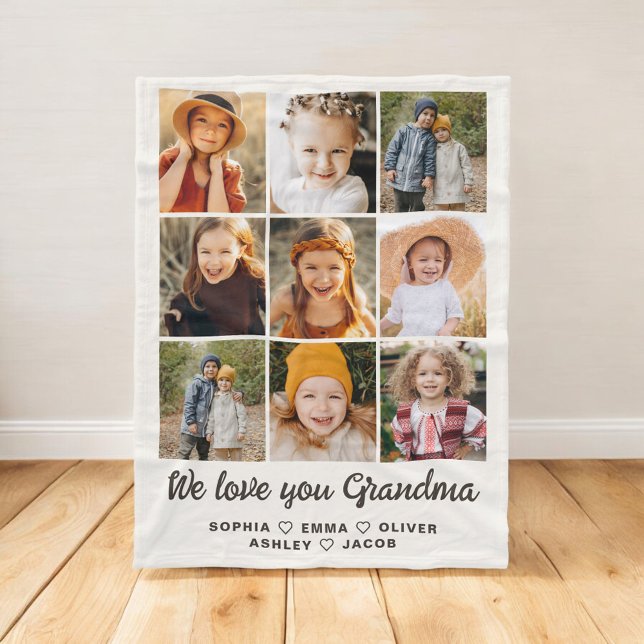 Couverture Polaire Grandma Photo Collage Modern Heart (Créateur téléchargé)