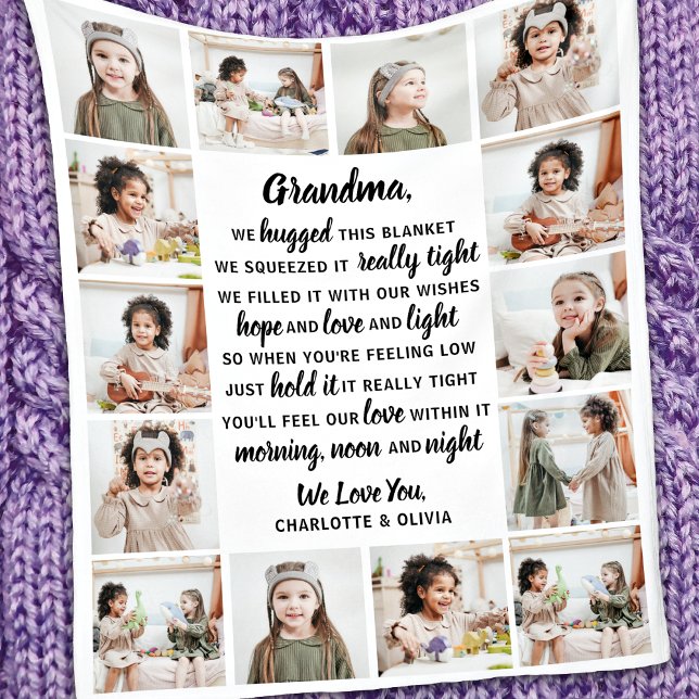 Couverture Polaire Grandma Poem 14 Photo Collage Grand-parents (Créateur téléchargé)