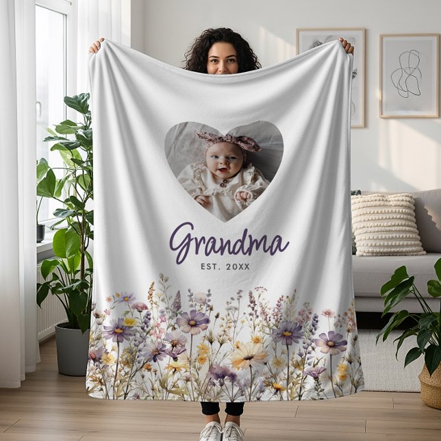 Couverture Polaire Grandma Purple Aquarelle Fleurs sauvages et cadeau (Créateur téléchargé)