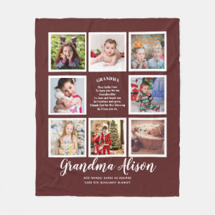 Couverture Polaire Grandma's Family Tree Photo Collage Poème cadeau