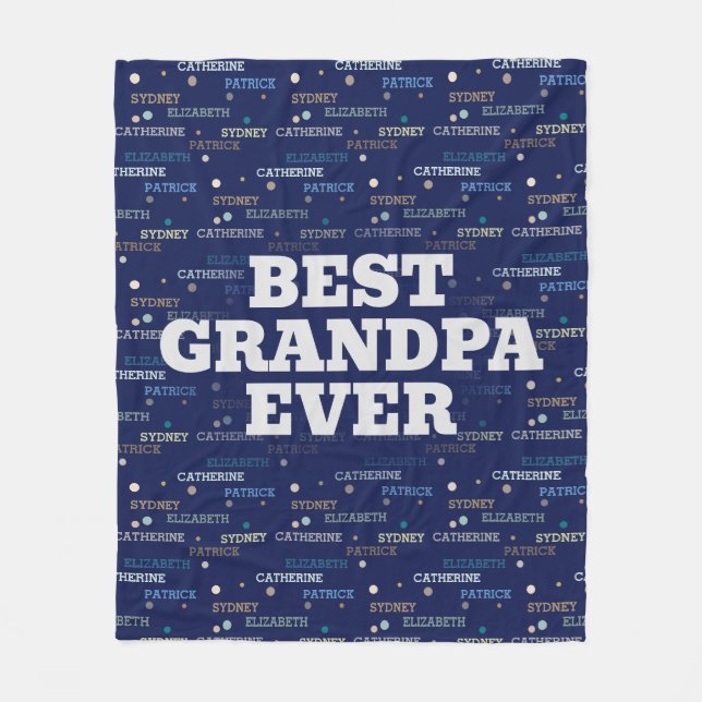 Couverture Polaire Grandpa Cadeaux Grandchildren 3-4 Noms (Devant)
