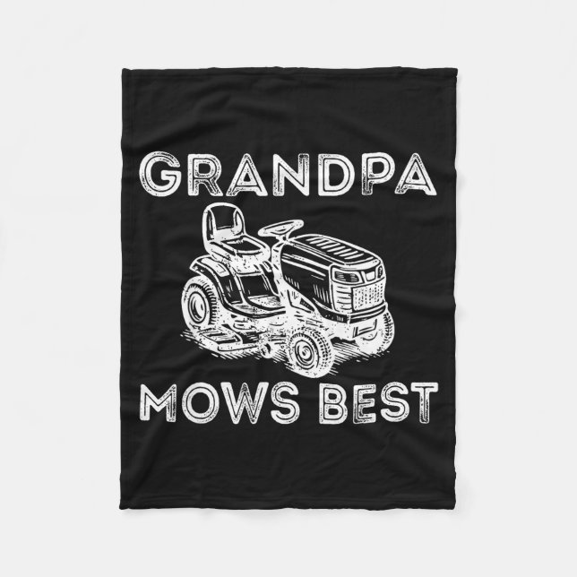 Couverture Polaire Grandpa Mows Funny Lawn Mower Father's Day Papa  (Devant)