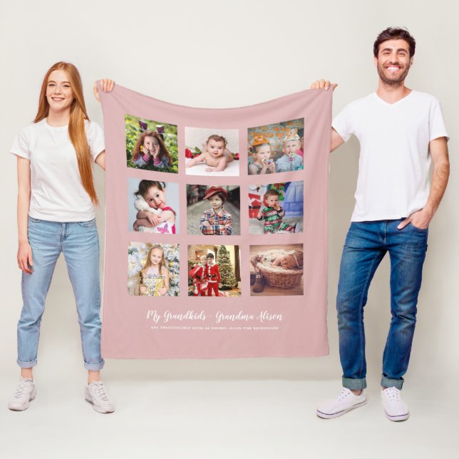 Couverture Polaire GRANDPARENTS CADEAUX DE PHOTOS - Rose (En situation)