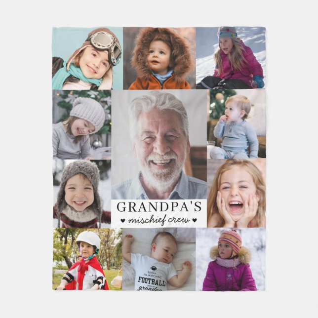 Couverture Polaire Grandpa's Mischief Crew Photo Collage Keepsake (Devant)