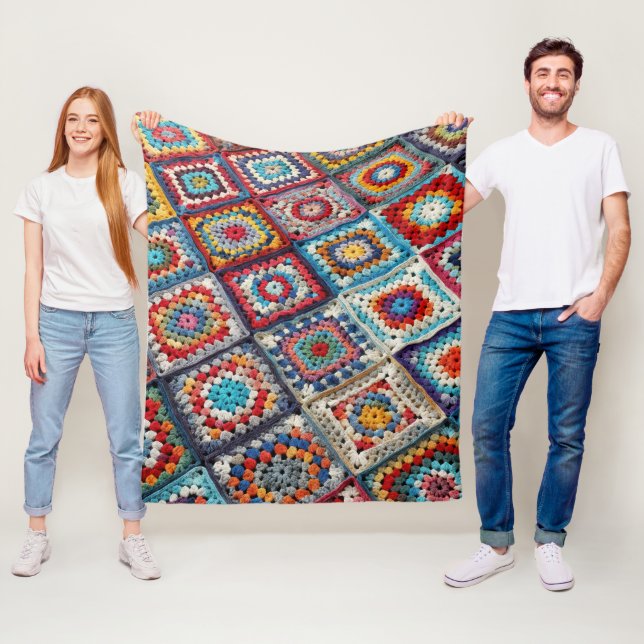 Couverture Polaire Granny Carré Crocheted Quilt (En situation)