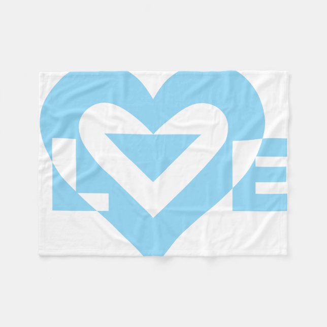 Couverture Polaire Graphique d'amour cool, Bleu (Devant (Horizontal))