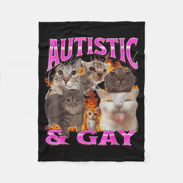Couverture Polaire Graphisme de contrefaçon de mème de chat drôle aut (Devant)