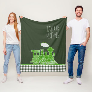 Couverture Polaire Graphisme fantaisiste de train à vapeur verte