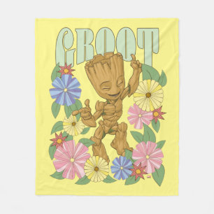 Couverture Polaire Graphisme Retro Floral Dancing Kid Groot