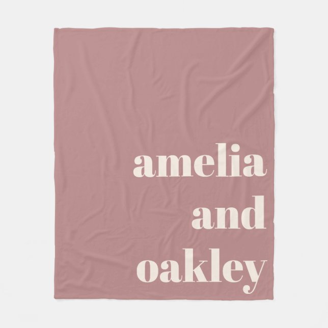 Couverture Polaire Gras minimaliste Dusty Rose Retro Mariage personna (Devant)