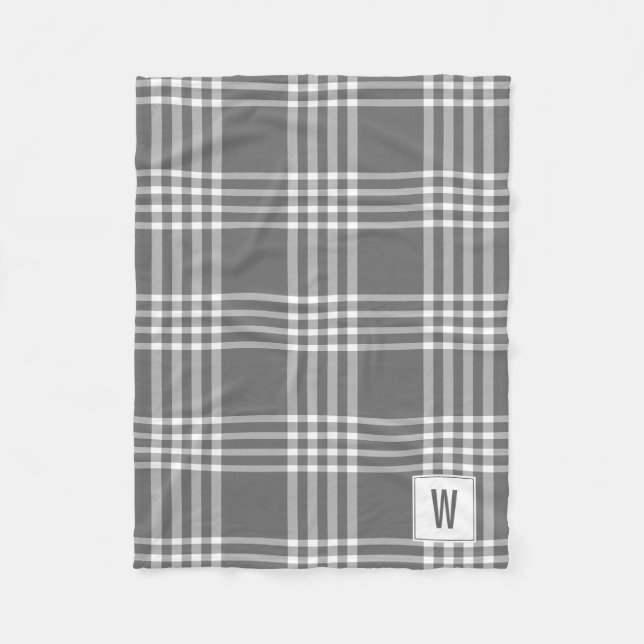 Couverture Polaire Gras Moderne Vacances Plaid Monogramme Blanche pol (Devant)