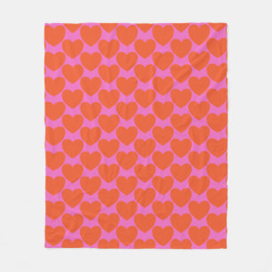 Couverture Polaire Gras Retro Rose et Orange Coeurs Motif Jouer