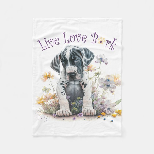Couverture Polaire Great Dane Chien Maman Floral (Devant)