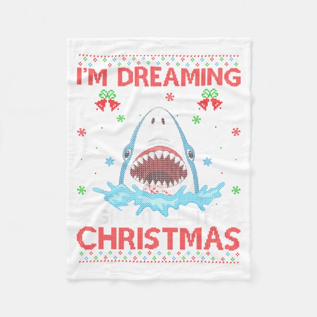 Couverture Polaire Great White Shark Ugly Xmas Sweater Shark Fishing  (Devant)
