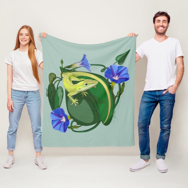 Couverture Polaire Green Anole with Morning Glory  (En situation)