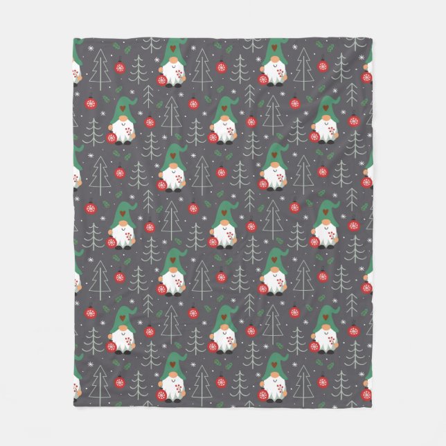 Couverture Polaire Green Gnome Arbre de Noël Motif (Devant)