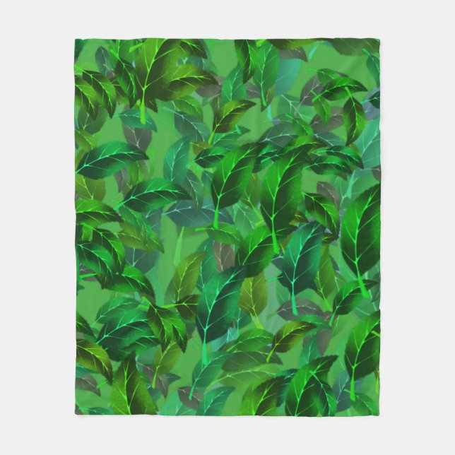 Couverture Polaire Green Leaves Pattern (Devant)