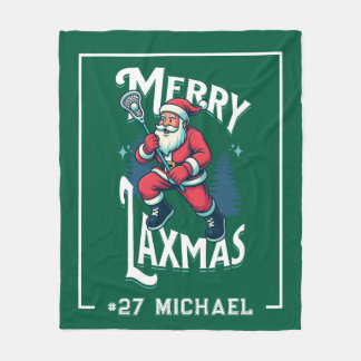 Couverture Polaire Green Merry Laxmas Personalized Lacrosse Christmas