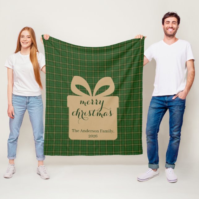 Couverture Polaire Green Plaid Christmas Festive Pattern -  (En situation)