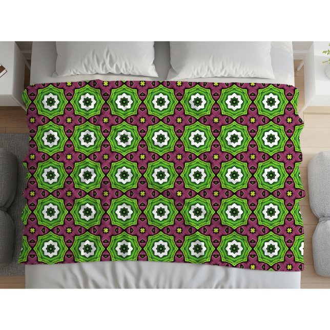 Couverture Polaire Green purple and white geometric pattern Towel (Créateur téléchargé)
