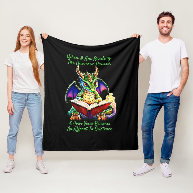 Couverture Polaire Green Purple Dragon Avertissement Lecture Livre Vo (En situation)