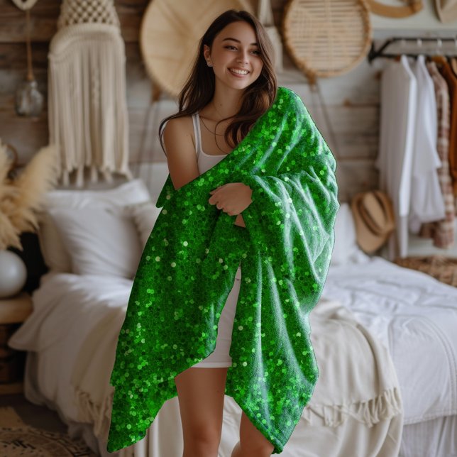 Couverture Polaire Green sparkling faux glitter pattern  (Créateur téléchargé)