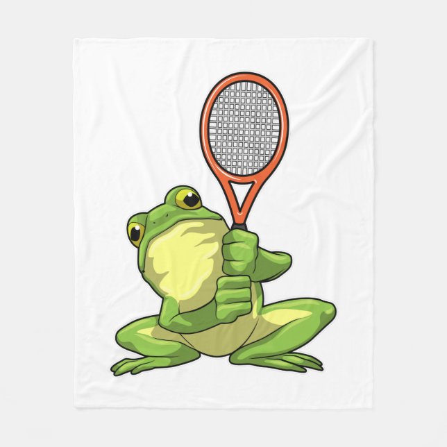 Couverture Polaire Grenouille au tennis avec raquette de tennis (Devant)