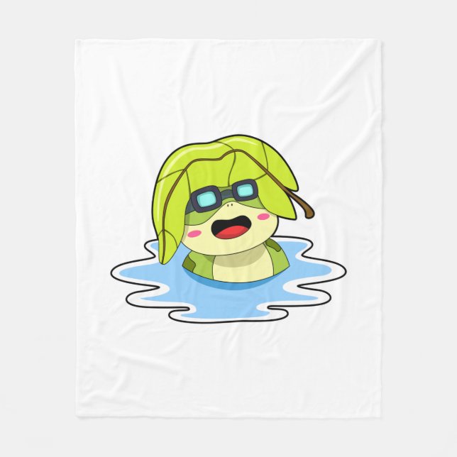 Couverture Polaire Grenouille avec feuille à la natation (Devant)