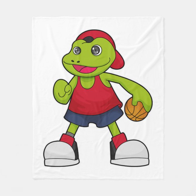 Couverture Polaire Grenouille comme joueur de basket-ball avec basket (Devant)