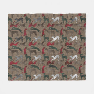 Couverture Polaire Greyhound Christmas Plaid Burlap