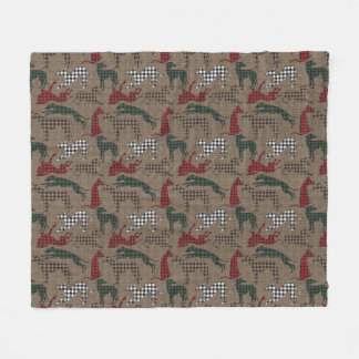 Couverture Polaire Greyhound Christmas Plaid Burlap