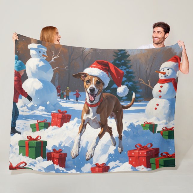 Couverture Polaire Greyhound coule dans la neige avec le Casquette de (En situation)