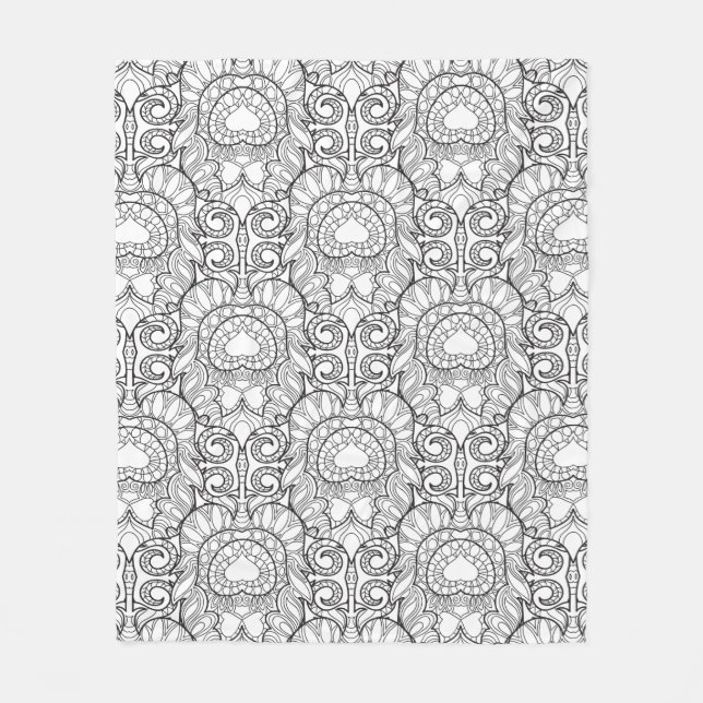 Couverture Polaire Griffonnage de motif de plume de paon (Devant)