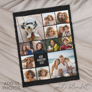 Couverture Polaire Grille de collage de 13 photos - Texte personnalis