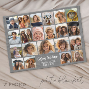 Couverture Polaire Grille de collage de 21 photos - 2 zones de texte 